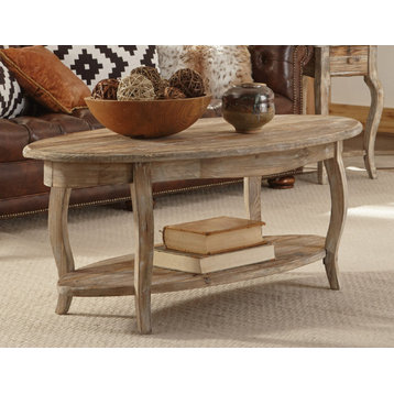 Rustic Reclaimed Oval Coffee Table, Driftwood