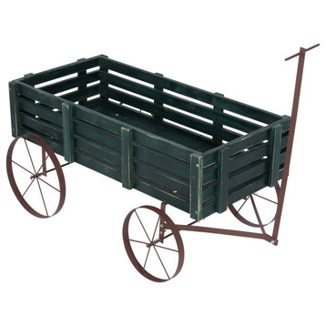 Shine Company 4944Gr Buckboards Garden Wagons Decorative Planter Green