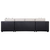 Merill Sectional Sofa With Sleeper , Beige Fabric and Black PU
