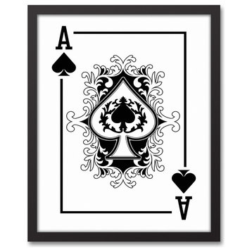 Ace of Spades Playing Card Framed Canvas Wall Art, 16"x20"