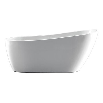 Vanity Art Freestanding Acrylic  Air Bubble  Soaking Bathtub, White/Polished Chrome, 67/Soaking