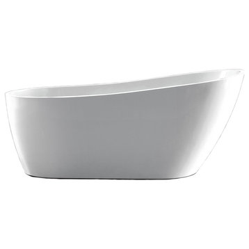 Vanity Art Freestanding Acrylic Soaking Bathtub, White/Polished Chrome, 67"