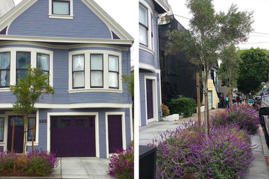 This is an example of a mid-sized traditional front yard full sun driveway for summer in San Francisco.