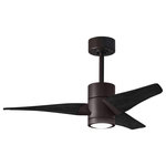 Matthews Fan - Super Janet 42" Ceiling Fan, LED Light Kit, Textured Bronze/Matte Black - The Super Janet's remarkable design and solid construction in cast aluminum and heavy stamped steel make it the heroine in any commercial or residential space. Moving air with barely a whisper, its efficient DC motor turns solid wood blades. An eco-conscious LED light kit with light cover completes the package.