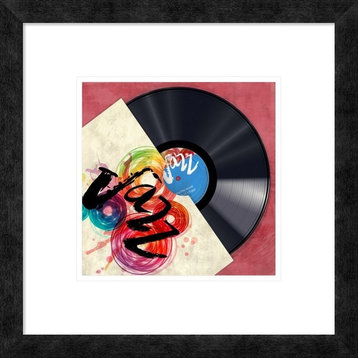 "Vinyl Club, Jazz" Framed Digital Print by Steven Hill, 18"x18"