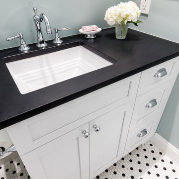 Vintage-Themed Bathroom with Custom StyleCraft Vanity