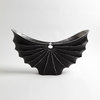 Contemporary Black Swoop Centerpiece Bowl Vase 27" Curved Fan Modern