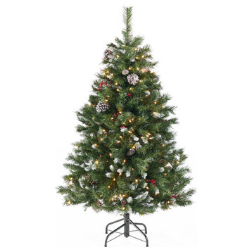 4.5' Mixed Spruce Artificial Christmas Tree, Pre-Lit Clear