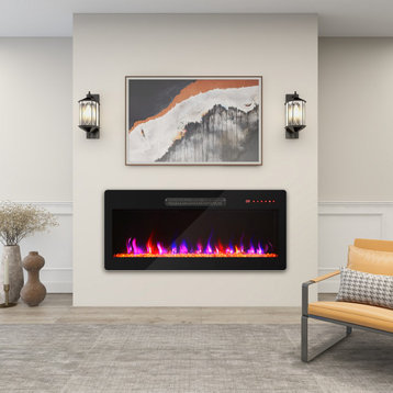 36" Electric Fireplace Heater, 1400 W Recessed & Wall Mounted/ Freestanding