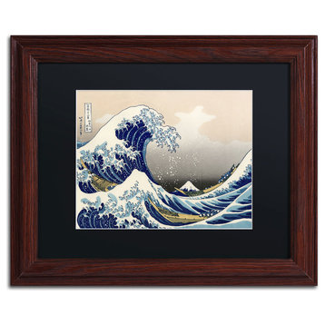 'The Great Kanagawa Wave' Matted Framed Canvas Art by Katsushika Hokusai