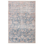 Jaipur Living - Jaipur Living Bardia Indoor/Outdoor Oriental Blue/Light Pink Area Rug, 5'x7'6" - A unique combination of antique rug designs and the durability of an indoor/outdoor construction, the Chateau collection offers vintage vibes to any space. The Bardia area rug boasts a vintage Oushak and meandering border design in stunning hues of vibrant blue, soft pink, and brown. This zero-pile rug is made of weather-resistant polyester for a flat, durable finish.