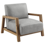 Olliix - INK+IVY Accent Chair Mid-Century Modern Easton Low Profile Lounge Chair, Grey - Add a sophisticated update to your living room with the INK+IVY Easton Low Profile Accent Chair. Upholstered in polyurethane leather, this accent chair features solid wood arms and frame with an oak wood finish that creates a bold, contemporary look. Sit in luxurious comfort and bring an elevated touch to your home decor. Assembly is required and a tool is included.
