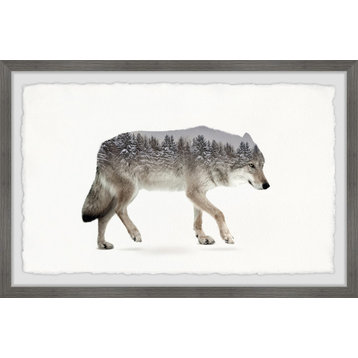"Forest Wolf" Framed Painting Print, 36"x24"