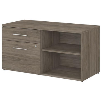 Office 500 Low Storage Cabinet with Drawers in Modern Hickory - Engineered Wood
