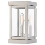 Livex Lighting - Livex Lighting 20701-91 Hopewell - 9" One Light Outdoor Wall Lantern - The design of the Hopewell outdoor wall lantern giHopewell 9" One Ligh Brushed Nickel Clear *UL: Suitable for wet locations Energy Star Qualified: n/a ADA Certified: n/a  *Number of Lights: Lamp: 1-*Wattage:60w Candelabra Base bulb(s) *Bulb Included:No *Bulb Type:Candelabra Base *Finish Type:Brushed Nickel