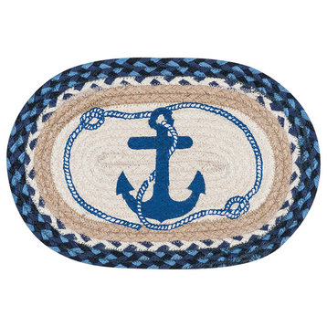 MNavy Anchor Printed Oval Sample 10"x15"