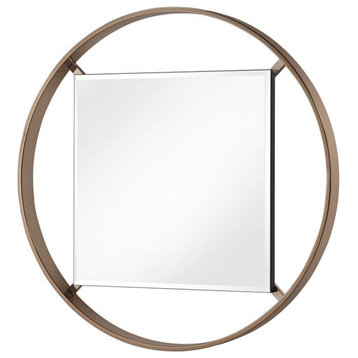Furniture of America Norman Metal Frame Beveled Wall Mirror in Gold Champagne