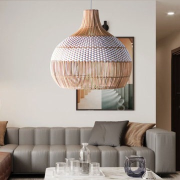 Bamboo Lampshade, Bamboo Pendant Light Rattan Light For Kithchen Living Room