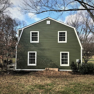 Mountain Sage James Hardie Cedarmill Planks with White Hardie Trim in Doylestown