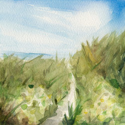 Footpath Through Dunes Watercolor Art - Fine Art Prints