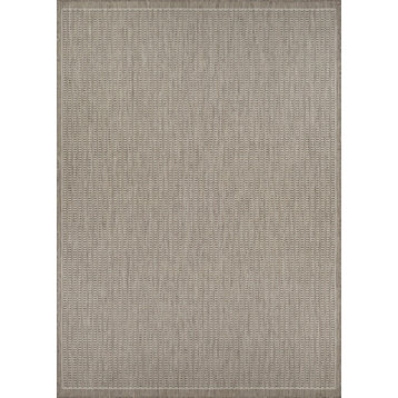 Couristan Recife Saddle Stitch Champagne and Taupe Indoor/Outdoor Rug, 5'3"x7'6"