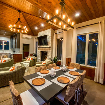 Pool House with Full Bath, Kitchen and Fireplace