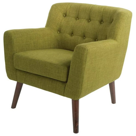 Lane Mid-Century Accent Chair with Button Tufted Back and Coffee Legs, Green