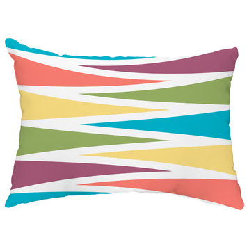 Backgammon 14"x20" Decorative Abstract Outdoor Pillow, Turquoise
