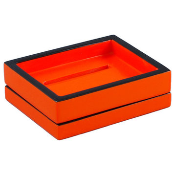 Orange and Black Lacquer Soap Dish