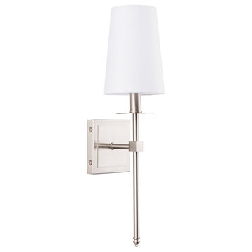 Torcia Wall Sconce with Fabric Shade, Brushed Nickel