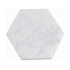 6" Hexagon Honed Carrara White Marble Venato Carrera Bianco Tile, 100 piece