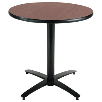 Durable Round Pedestal Table With ArchedxBase, Commercial Grade, 42", Dark