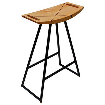 Roberts Counter Stool, Maple With Walnut Inlay, Black