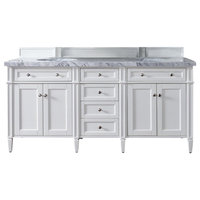 72" Brittany Double Vanity With Cararra White Top, Cottage White