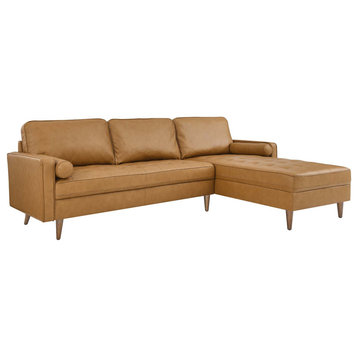 Valour 98" Leather Sectional Sofa, Tan