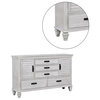 5 Drawers And 2 Doors Wooden Dresser, Antique White