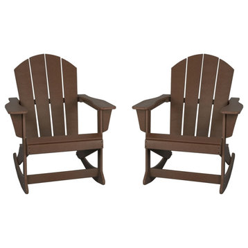 Keller HDPE Plastic Outdoor Rocking Chair in Dark Brown (Set of 2)