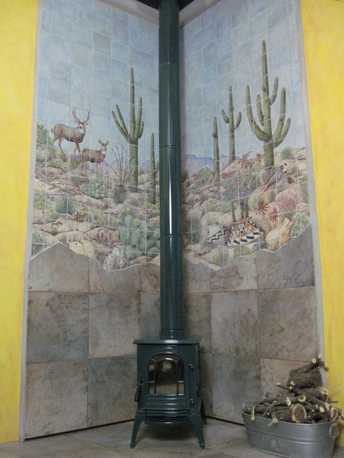 Wood Stove Backsplash 15 creative kitchen backsplash ideas Sonoran Desert Pottery Scene Wood Burning Stove Wall Tile Mural Wood Stove Backsplash wood stove backsplash m Sonoran Desert Pottery Scene Wood Burning Stove Wall Tile Mural