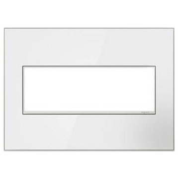 Legrand Adorne Mirror White, 3-Gang Wall Plate White on White