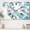 Teal Cherry Blossoms Ii Traditional 3 Panels Metal Clock