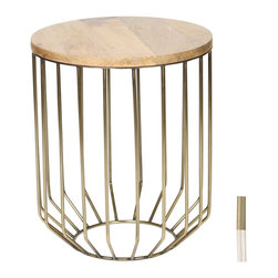 Prima - Wire Frame Accent Table With Wood Top, Polished Nickel - Side Tables And End Tables