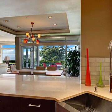 Contemporary, Clean Kitchen for the Bold Wine Aficionado - Kirkland