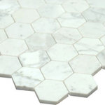 All Marble Tiles - SAMPLE OF 12"x12" Bianco Carrara 2 inches Honed Marble Honey Comb Mosaic Tile - SAMPLES ARE A SMALLER PART OF THE ORIGINAL TILE. SAMPLES ARE NOT RETURNABLE.