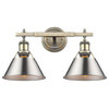 Orwell 2 Light Bath Vanity, Aged Brass With Pewter Shades