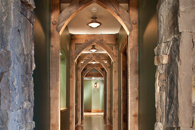 Hallway - rustic hallway idea in Denver