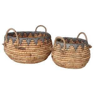 Details about   DII Asst Dark Brown Water Hyacinth Basket Set/5 