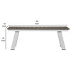 Benzara BM287849 Outdoor Dining Bench, Gray Polyresin Top, White Aluminum Frame