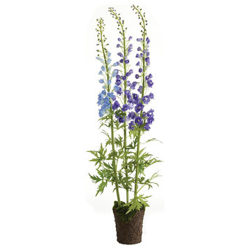 Luxe Delphinium Faux Floral Artificial Plant Tall 53 in Drop In Flowers Purple