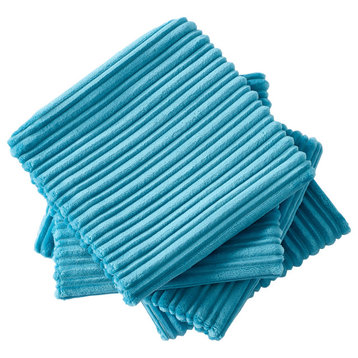 Ribbed Flanned Pillow Shell 4 Piece Set, Sky Blue, 20" X 20"