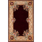 Momeni - Momeni Harmony India Hand Tufted Area Rug Burgundy 7'9" X 7'9" Round - The antique-style embellishment of this traditional area rug adds ornamental flourish to floors throughout the home. Available in royal shades of sage green, soft blue, ivory, rose and regal burgundy red, the ornate gold scrolls and scallops of each decorative floorcovering reflect the gilded grandeur of French baroque style. Hand tufted from 100% natural wool fibers, the curling vines and lush floral bouquets of the borders are hand carved for exquisite depth and dimension.